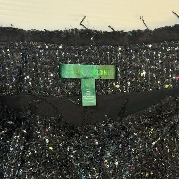 Aqua Wicked Tweed Asymmetric Pleated Skirt Women’s Medium Dark Academia Broadway - Picture 12 of 16